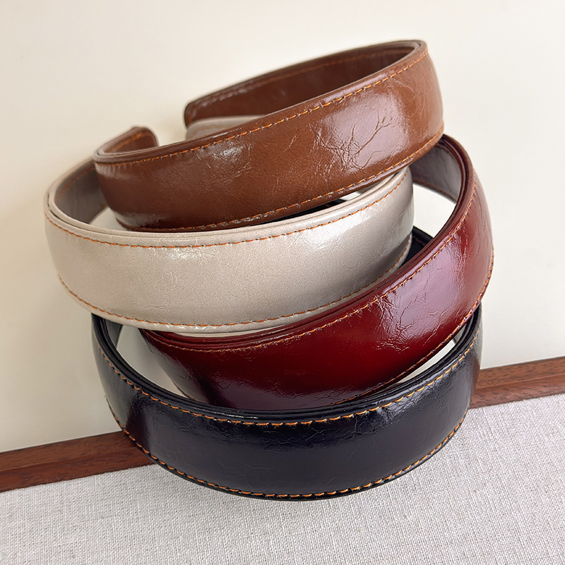 Leatherwork Pony - Lederen hoofdbanden Eenvoudige effen kleur Koreaanse