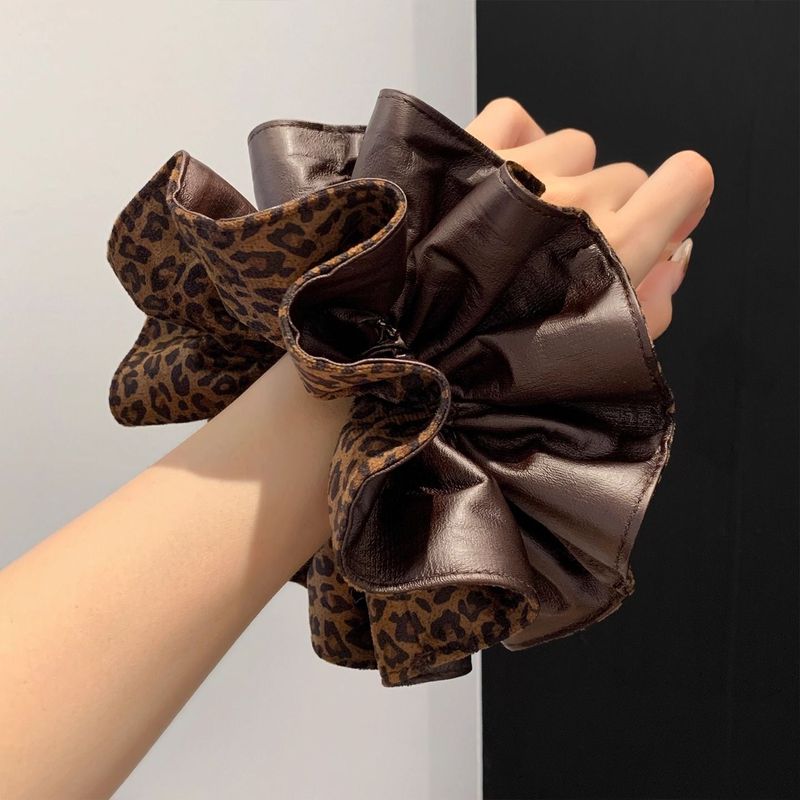 Leatherwork Pony - 1pc Koreaanse stijl bruin luipaardprint leer