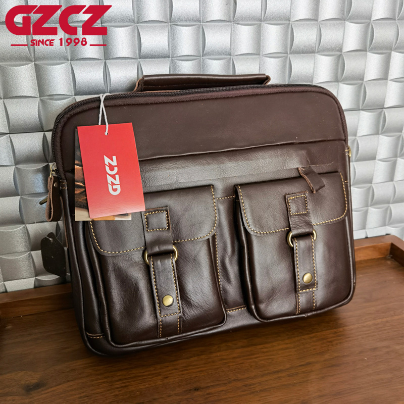 Leather Work Handbags - GZCZ Herenhandtas Vrije tijd Zakelijke computertas