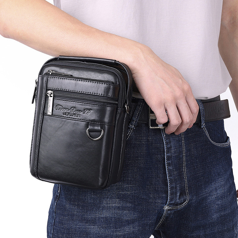 Leatherwork Letters - Mannen Taille Tas Multifunctionele Mini Crossbody