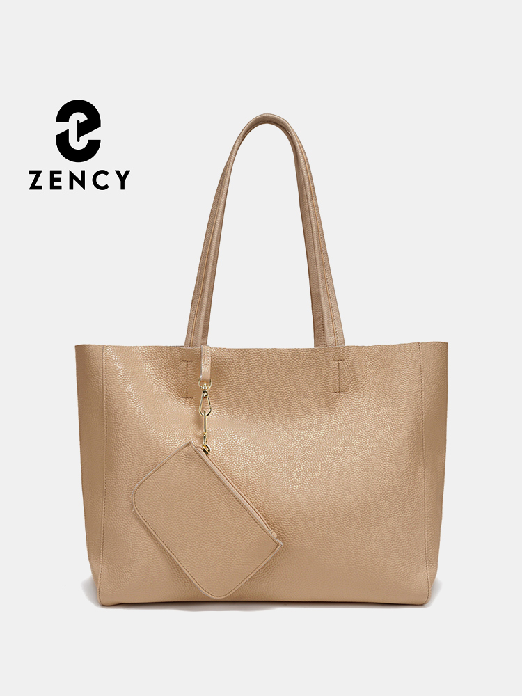 Leather Work Handbags - Zency Echt leer Grote draagtassen Eenvoudige