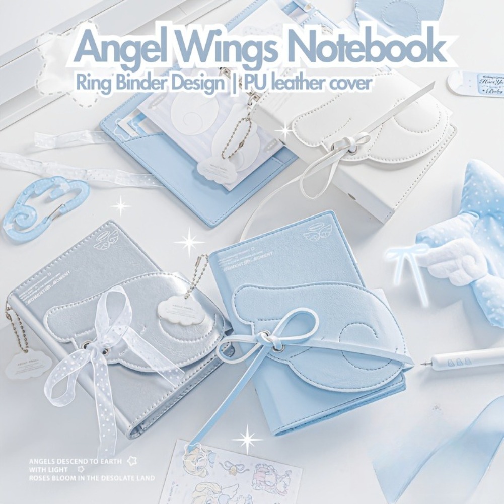 Leather Work Diary - Kawaii Engelenvleugels notitieboekje A7 leer 3-voudige