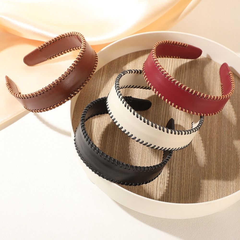 Leatherwork Pony - Temperament Effen kleur lederen hoofdband Koreaanse