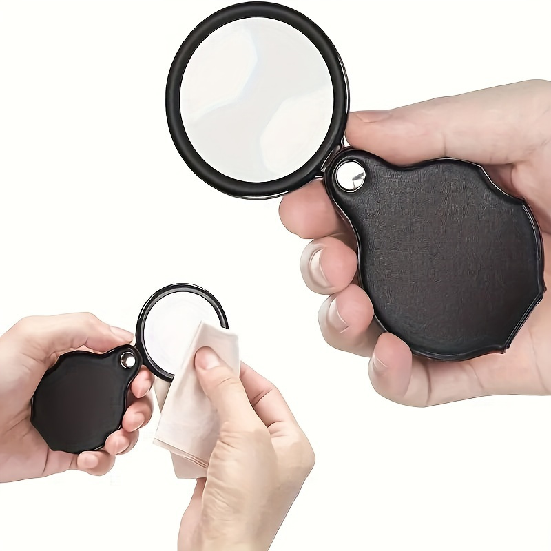 Leatherwork Hobby - Draagbare mini opvouwbare vergrootglas kunstleer beschermhoes