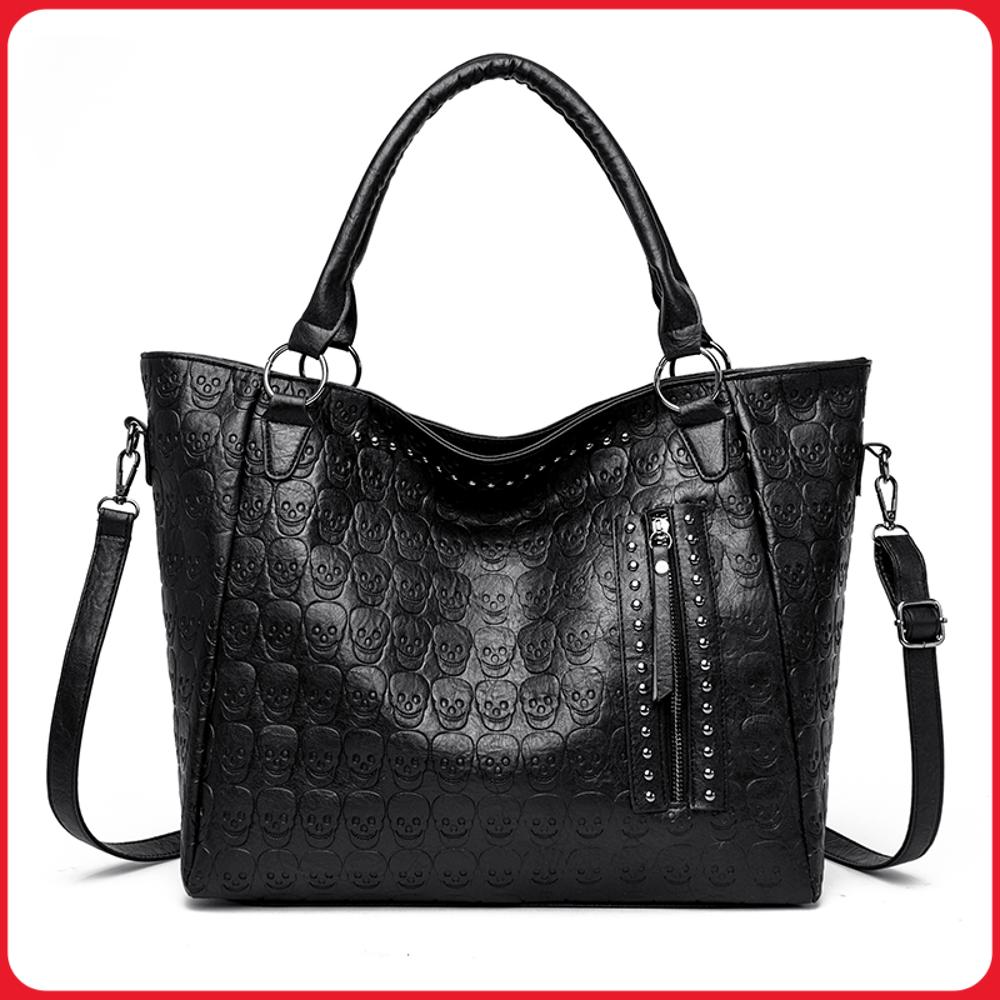 Leather Work Handbags - Punk Skull Crossbody Tas PU-leer met