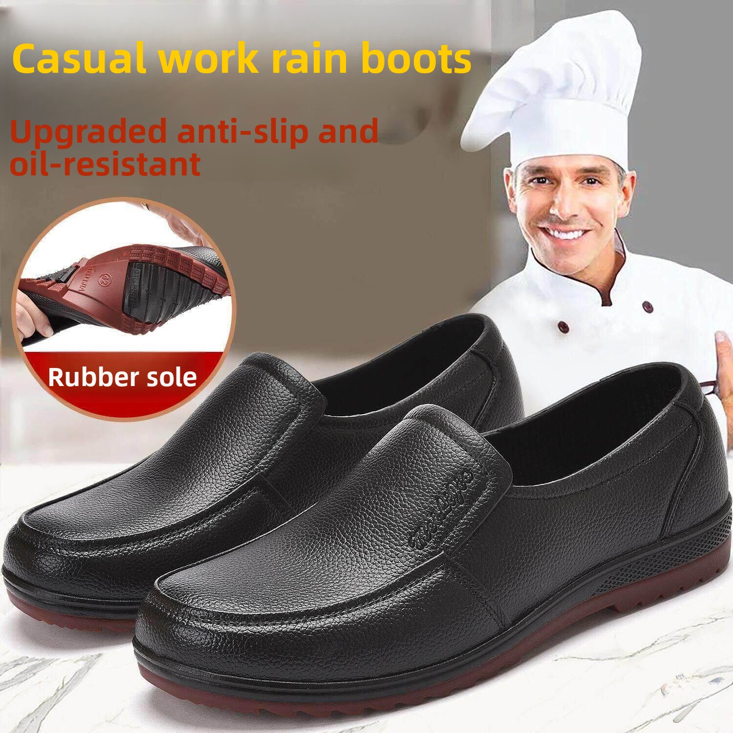 Leather Work Youtube - Herenschoenen voor keukenwerk, korte regenlaarzen, lage