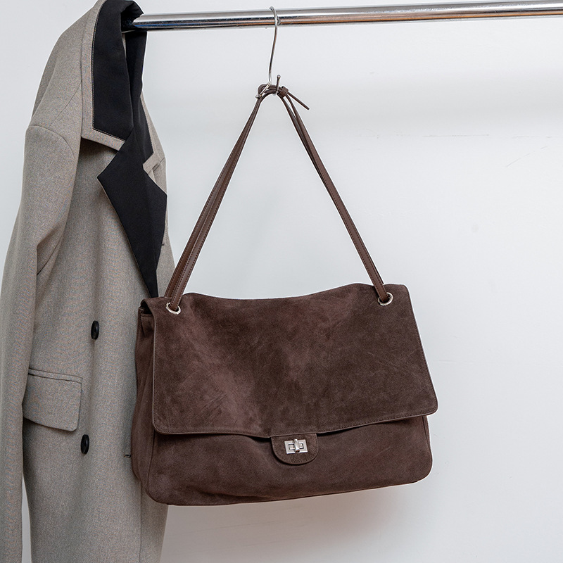 Leather Work Handbags - Echte suède leren schoudertas voor dames,