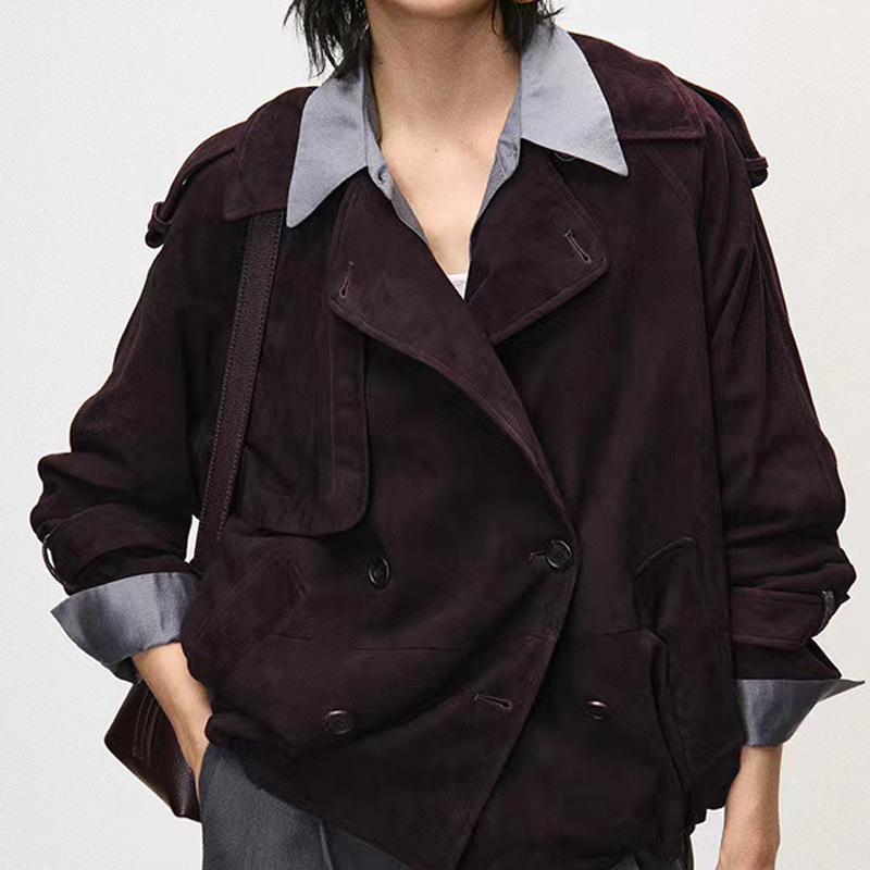 Leather Work For Kids - Echte Suède Jas Herfst Vrouwen Schapenvacht