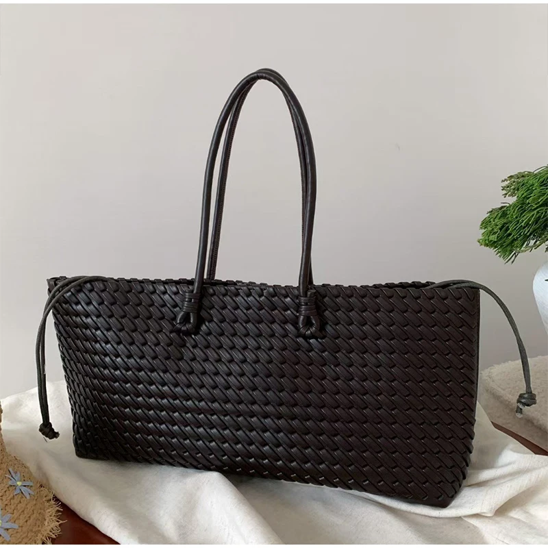 Designer luxe PU geweven tote  - Leather Work Handbags recensie en prijs