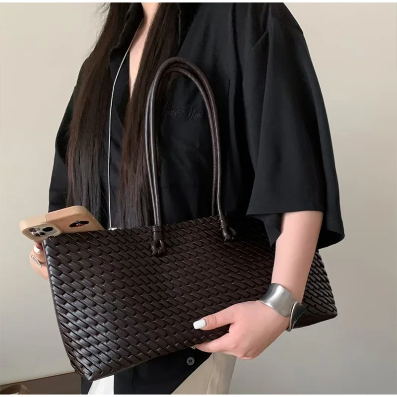 Designer luxe PU geweven tote  - Leather Work Handbags recensie en prijs